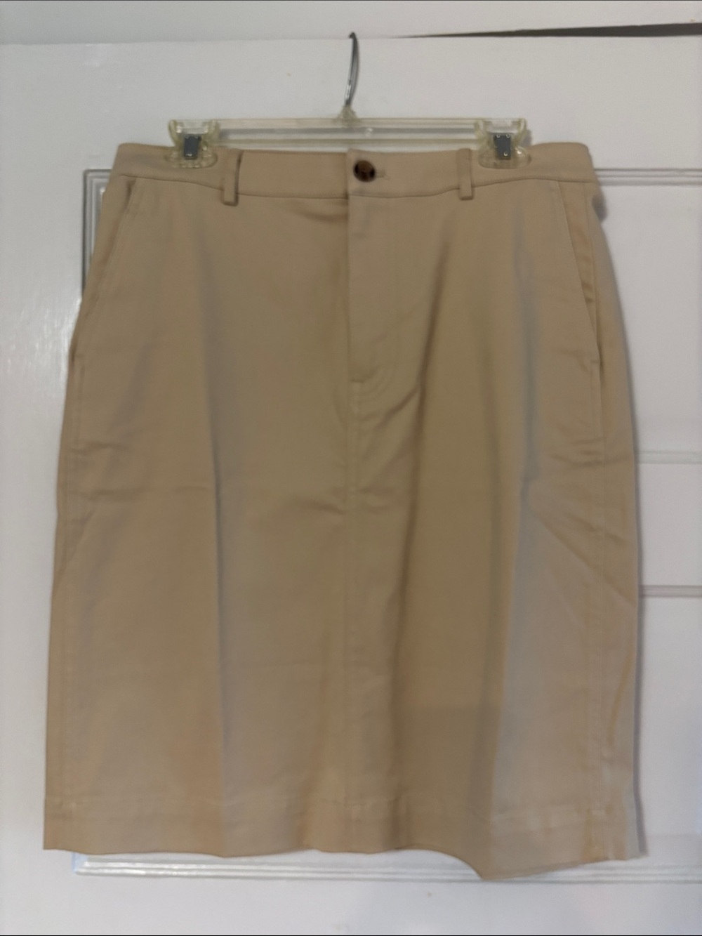 Women’s Flat Front Tan Chino Skirt